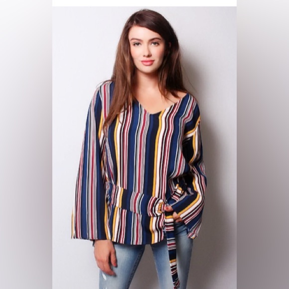 By Together Striped Belted Blouse - Picture 4 of 6